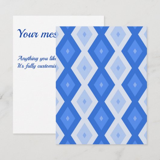 Schaduwen van blauw diamantpatroon RSVP kaartje (Voorkant / Achterkant)