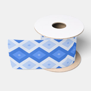 Schaduwen van blauw diamantpatroon satijnen lint