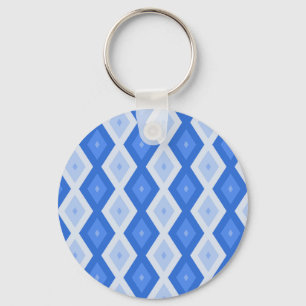 Schaduwen van blauw diamantpatroon sleutelhanger