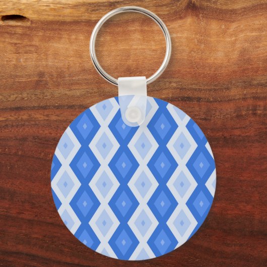 Schaduwen van blauw diamantpatroon sleutelhanger (Voorkant)