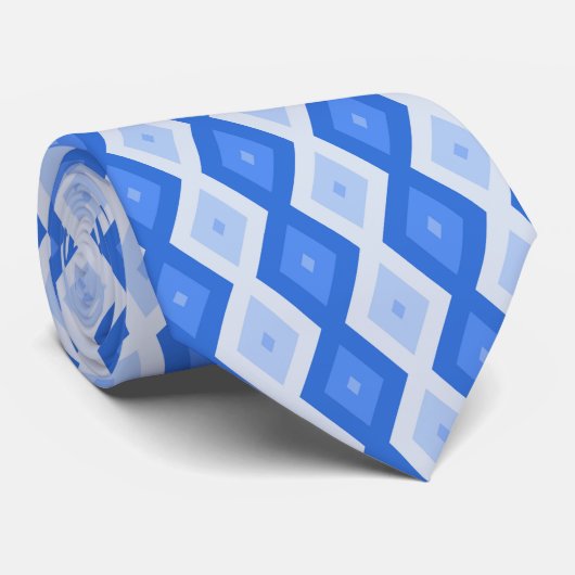 Schaduwen van blauw diamantpatroon stropdas (Opgerold)