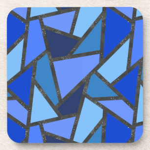 Schaduwen van blauw gebrandschilderd glaspatroon bier onderzetter