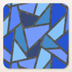 Schaduwen van blauw gebrandschilderd glaspatroon kartonnen onderzetters