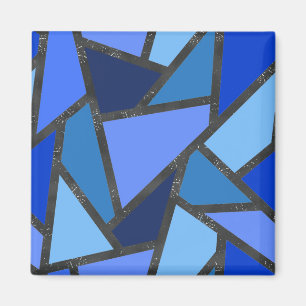Schaduwen van blauw gebrandschilderd glaspatroon magneet