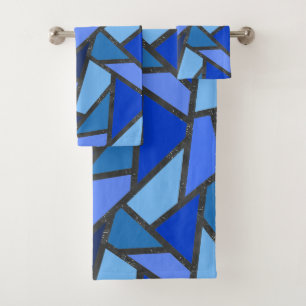 Schaduwen van blauw gekleurd glas bad handdoek