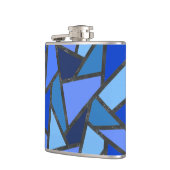 Schaduwen van blauw gekleurd glas heupfles (Links)