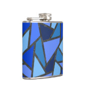 Schaduwen van blauw gekleurd glas heupfles (Rechts)