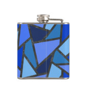 Schaduwen van blauw gekleurd glas heupfles (Achterkant)