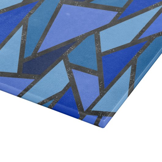 Schaduwen van blauw gekleurd glas snijplank (Hoek)