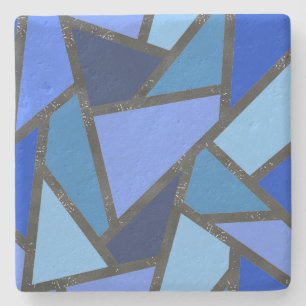 Schaduwen van blauw gekleurd glas stenen onderzetter