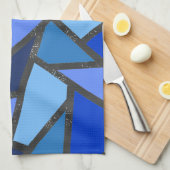 Schaduwen van blauw gekleurd glas theedoek (Quarter Fold)