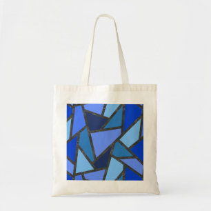 Schaduwen van blauw gekleurd glas tote bag