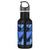 Schaduwen van blauw gekleurd glas waterfles (Achterkant)