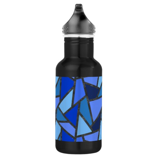 Schaduwen van blauw gekleurd glas waterfles  (Rechts)