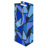 Schaduwen van blauw gekleurd glas wijn cadeautas (Achterkant Gekanteld)