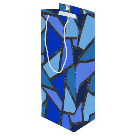 Schaduwen van blauw gekleurd glas wijn cadeautas (Achterkant Gekanteld)