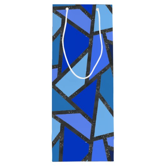 Schaduwen van blauw gekleurd glas wijn cadeautas (Achterkant)