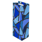 Schaduwen van blauw gekleurd glas wijn cadeautas (Voorkant Gekanteld)