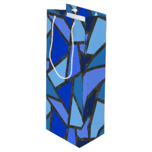 Schaduwen van blauw gekleurd glas wijn cadeautas
