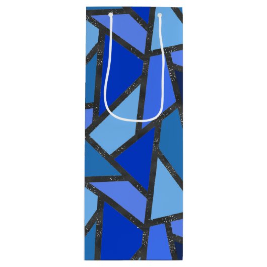 Schaduwen van blauw gekleurd glas wijn cadeautas (Voorkant)