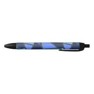 Schaduwen van blauw gekleurd glas zwarte inkt pen