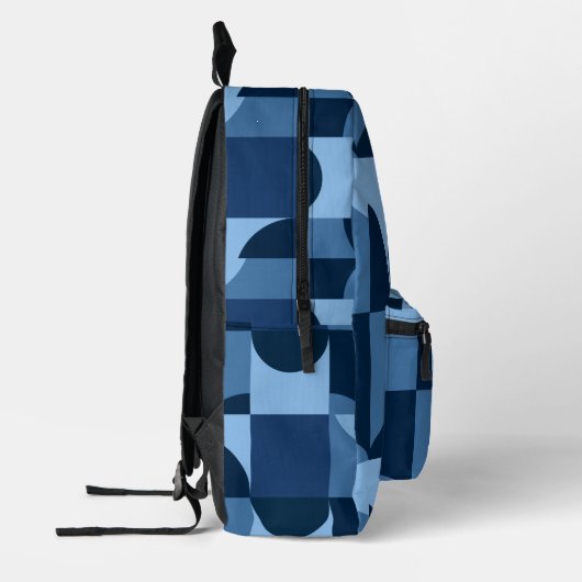 Schaduwen van blauw geometrisch vormpatroon bedrukte rugzak (Links)