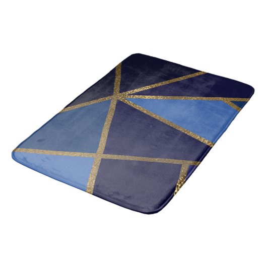 Schaduwen van Blauw & Goud Brons Geometrisch Chiqu Badmat (Gekanteld)