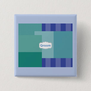 Schaduwen van blauw in vierkanten & rechthoeken vierkante button 5,1 cm