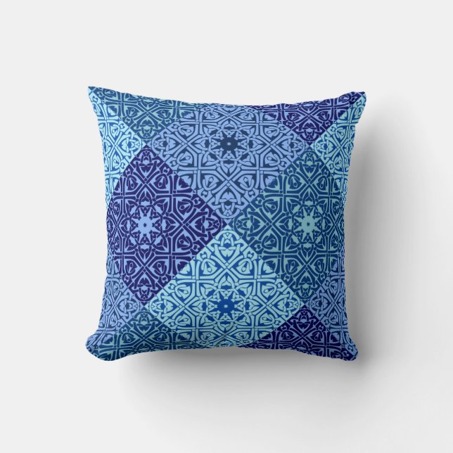 Schaduwen van blauw patroon kussen (Voorkant)