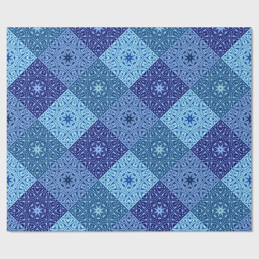 Schaduwen van blauw patroonpapier cadeaupapier (Vlak)