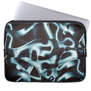 Schaduwen van blauw zilver op abstracte banden, do laptop sleeve