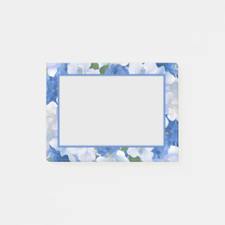 Schaduwen van blauwe bloemen post-it® notes