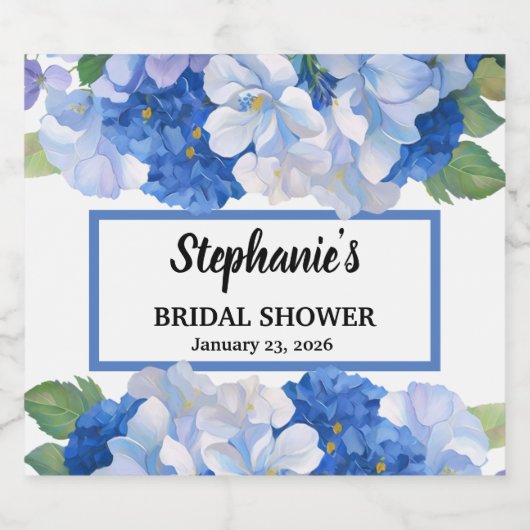 Schaduwen van blauwe bloemen sparkling wijnetiket (Enkel label)