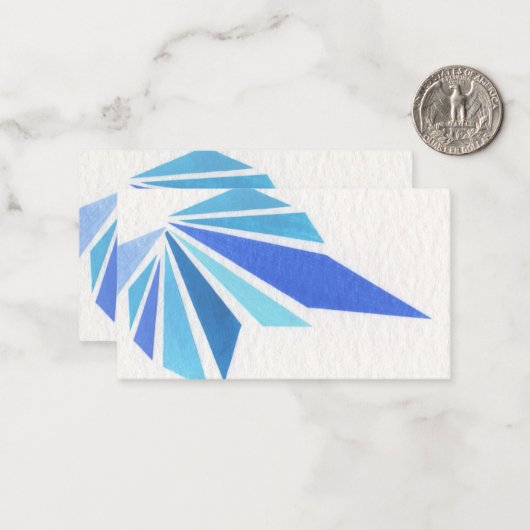 Schaduwen van blauwe driehoeken notitiekaartje (Voorkant / Achterkant in situ)