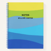 Schaduwen van Blauwe en Lichtgroene Ontwerp Aangep Notitieboek (Voorkant)