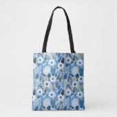 Schaduwen van blauwe en witte madeliefjes en blade tote bag (Voorkant)