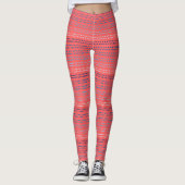 Schaduwen van Blauwe Stippen met Koraalachtergrond Leggings (Voorkant)