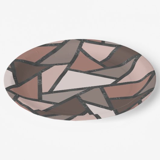 Schaduwen van bruin gekleurd glas papieren bordje (Gekanteld)