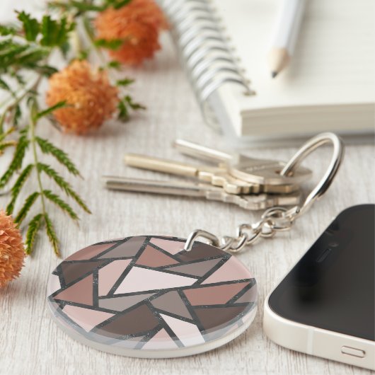 Schaduwen van bruin gekleurd glas sleutelhanger (Voorkant Rechts)