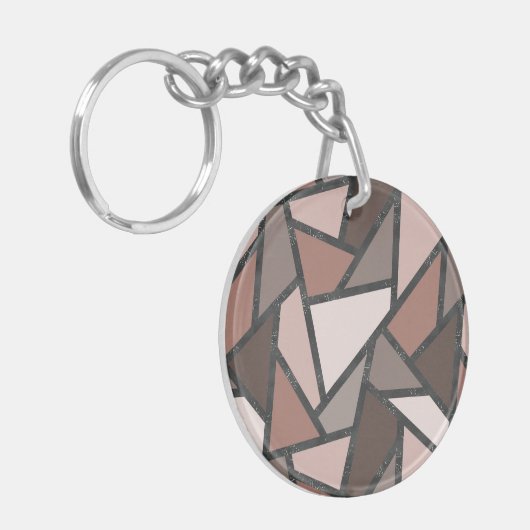 Schaduwen van bruin gekleurd glas sleutelhanger (Voorkant Links)