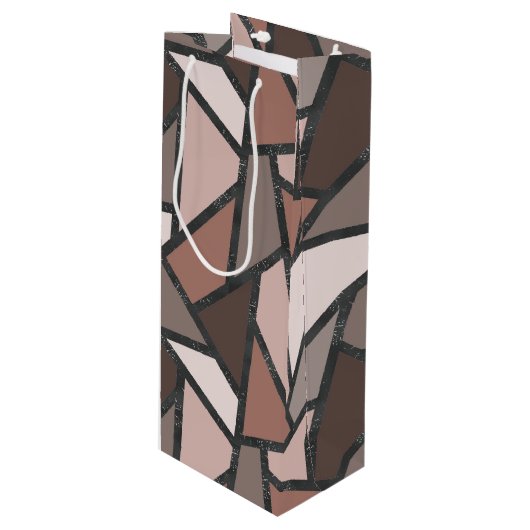 Schaduwen van bruin gekleurd glas wijn cadeautas (Voorkant Gekanteld)