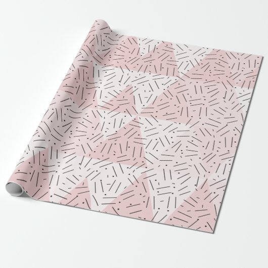 Schaduwen van de Abstracte driehoek van Blush Pink Cadeaupapier (Uitgerold)