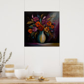 Schaduwen van de bloeiende vaas poster (Keuken)