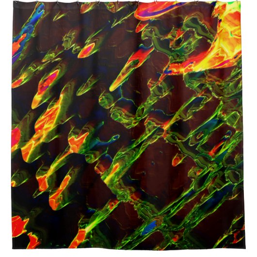 Schaduwen van groen afgevoerd in vlammen douchegordijn (Voorkant)