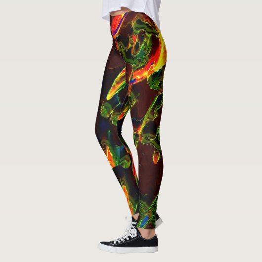 Schaduwen van groen afgevoerd in vlammen leggings (Links)