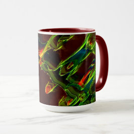 Schaduwen van groen afgevoerd in vlammen mok