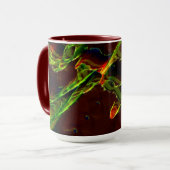 Schaduwen van groen afgevoerd in vlammen mok (Voorkant links)