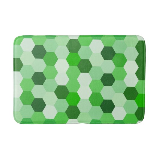 Schaduwen van Groen Wit Geometrisch Hexagon Badmat (Voorkant)