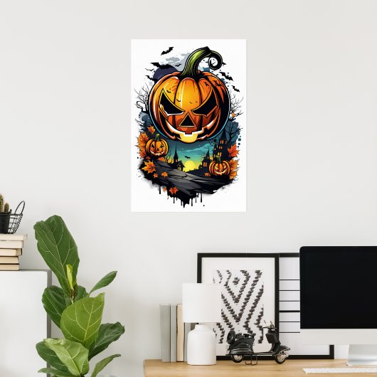 Schaduwen van Haunt, enge pompoen Poster (Thuiskantoor)