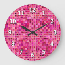 Schaduwen van het donkerroze 'waterige' mozaïekteg grote klok